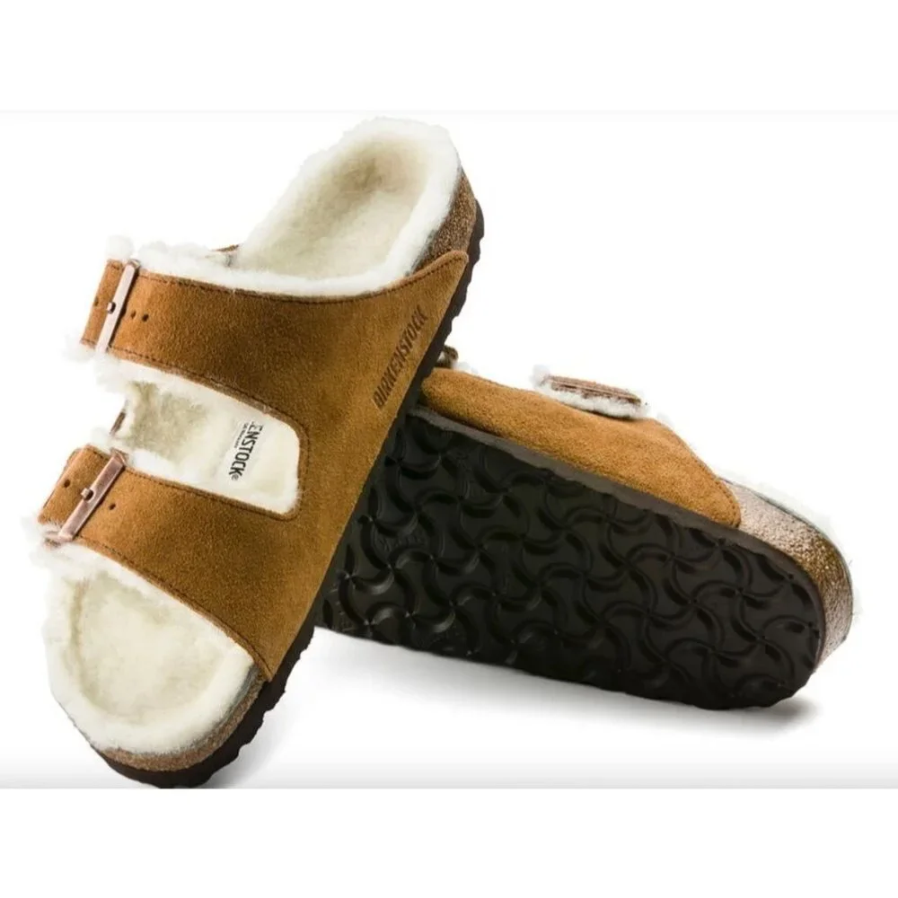 Birkenstock Arizona Sz 40/ Men's 7 Fur Lined Sandals Mink